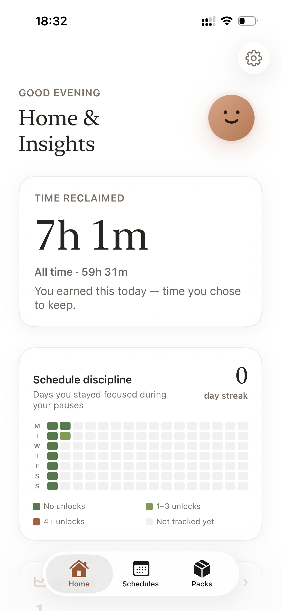 Home and insights screen